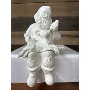 VTG Ready to Paint Sitting Santa Claus Feeding Baby Deer Ceramic Bisque
